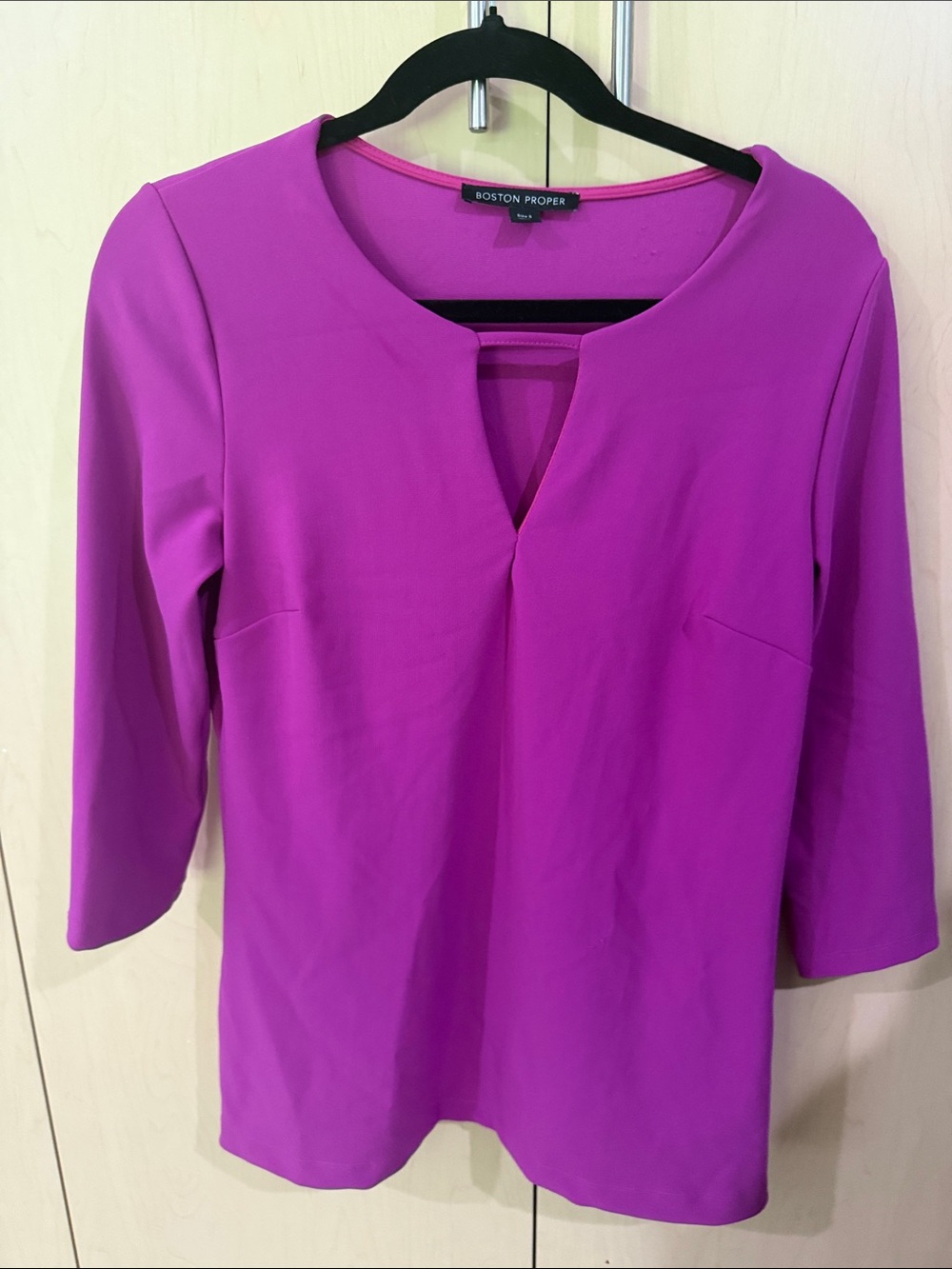 Boston Proper Bright Magenta Keyhole Neck Blouse